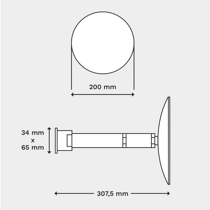 FACE Wandspiegel am Doppel-Schwenkarm mit 3-fach Vergrößerung, Modernes Design mit rahmenloser Spiegelfläche, Durchmesser 200 mm, Platzsparend klappbar