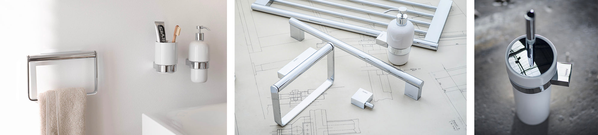ALISEO Architecto Bad-Accessoires. Modernes Design und klare Formen. Chromoberfläche.