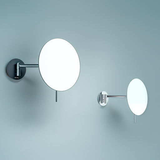 COSMO MINIMALIST Wandspiegel am Schwenkarm in Schwarz, 3-fach Vergrößerung, Rahmenlose Spiegelfläche, Keine sichtbaren Schrauben, Moderne schwarz-matte Pulverbeschichtung oder in Chrom