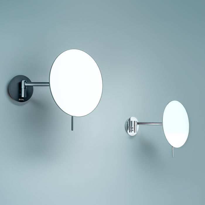 COSMO MINIMALIST Wandspiegel am Schwenkarm in Schwarz, 3-fach Vergrößerung, Rahmenlose Spiegelfläche, Keine sichtbaren Schrauben, Moderne schwarz-matte Pulverbeschichtung oder in Chrom