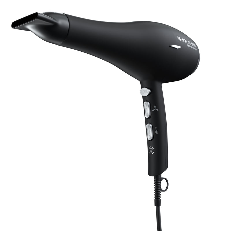 Der ALISEO Black Mambo Haartrockner. Die matte Soft-Touch-Oberfläche macht ihn zum seidigen Trockner für nasses Haar und ist dank ION-TECH super schonend.