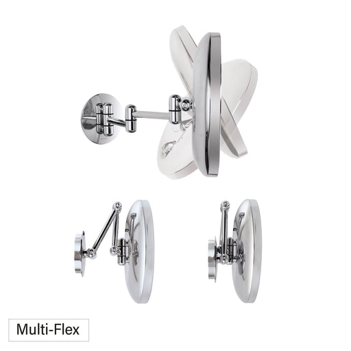 LED LUNATEC Wandspiegel am Doppel-Schwenkarm mit 3-fach Vergrößerung, LED-Beleuchtung,  Multiflex-Doppelschwenkarm, Maximale Flexibilität