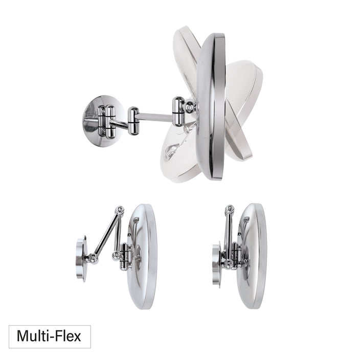 LED LUNATEC Wandspiegel am Doppel-Schwenkarm mit 3-fach Vergrößerung, LED-Beleuchtung,  Multiflex-Doppelschwenkarm, Maximale Flexibilität