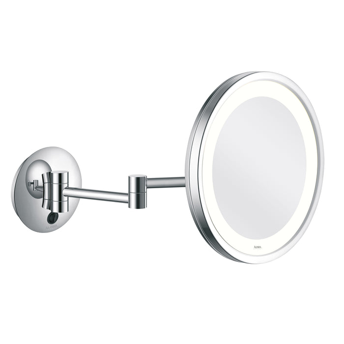 LED CITY LIGHT Wandspiegel am Schwenkarm mit 3-fach Vergrößerung, Blendfreies LED-Licht, Große Spiegelfläche – Durchmesser 250 mm, Ausklappbar bis 400 mm