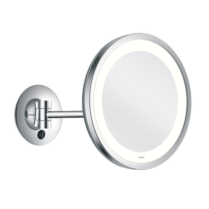LED CITY LIGHT Wandspiegel am Schwenkarm mit 3-fach Vergrößerung, Blendfreies LED-Licht, Große Spiegelfläche – Durchmesser 250 mm, Ausklappbar bis 400 mm