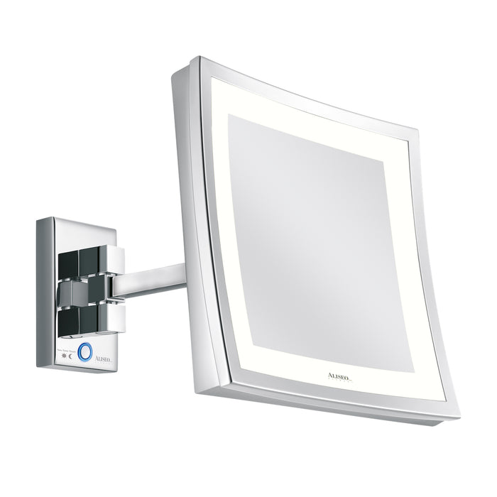 LED CUBIK T3 Wandspiegel am Schwenkarm mit 3-fach Vergrößerung, T3 Technologie für warm-weißes Tageslicht und kalt-weißem Nachtlicht, integrierter beleuchteter Touch-Schalter, maximale Beweglichkeit durch den flexiblen Schwenkarm