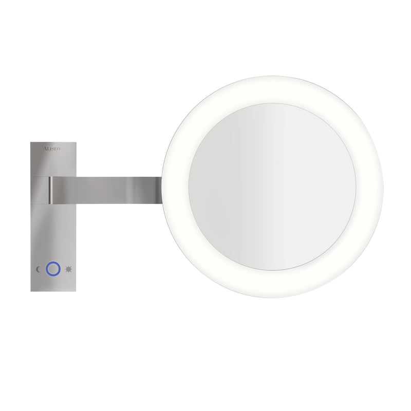 LED MOON DANCE Wandspiegel am Schwenkarm mit 3-fach Vergrößerung, durchscheinendes Acrylglas, Zweiseitiger Lichtmodus warm-weiß und kalt-weiß, maximale Beweglichkeit