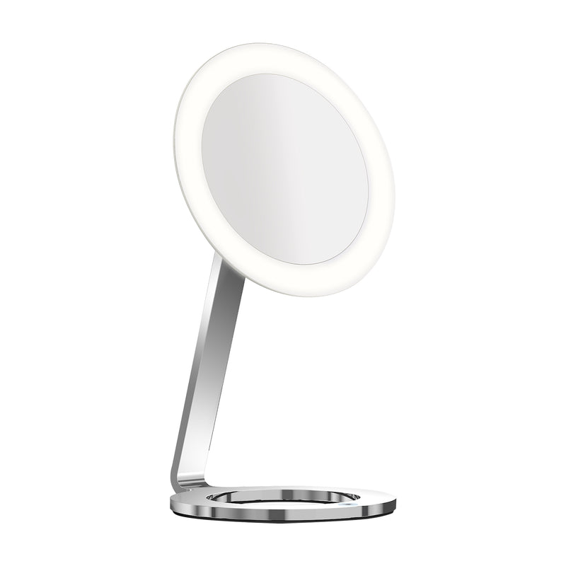 LED MOON DANCE Standspiegel mit 3-fach Vergrößerung, hochwertige Materialien, Lichtfarben warm- und kalt-weiß, Rutschfester Standfuß, Ausgezeichnetes Design