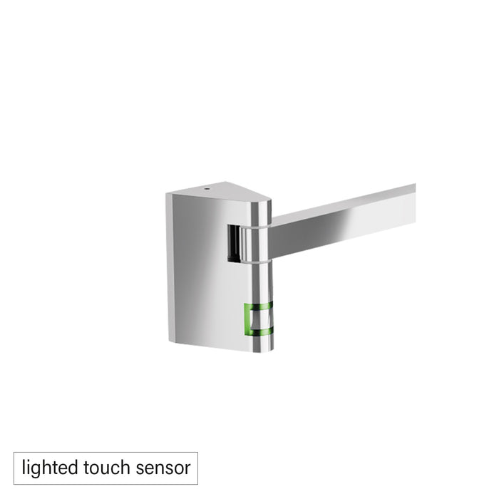 LED VISION Wandspiegel am Doppel-Schwenkarm, Modernes, extrem flaches, rechteckiges Design, maximale Flexibilität dank Kugelgelenk