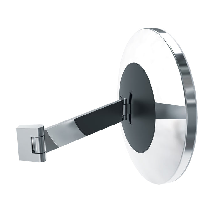 LED INTERFACE Wandspiegel am Schwenkarm mit 3-fach Vergrößerung, Ambiente-Hintergrundbeleuchtung, Akkubetrieben, Infrarotsensor – Licht schaltet sich automatisch ein