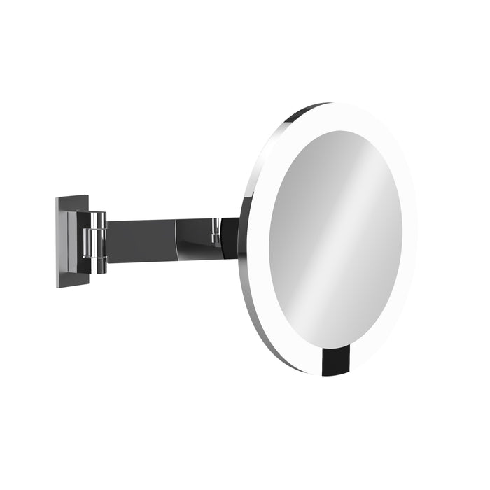 LED INTERFACE Wandspiegel am Schwenkarm mit 3-fach Vergrößerung, Ambiente-Hintergrundbeleuchtung, Akkubetrieben, Infrarotsensor – Licht schaltet sich automatisch ein