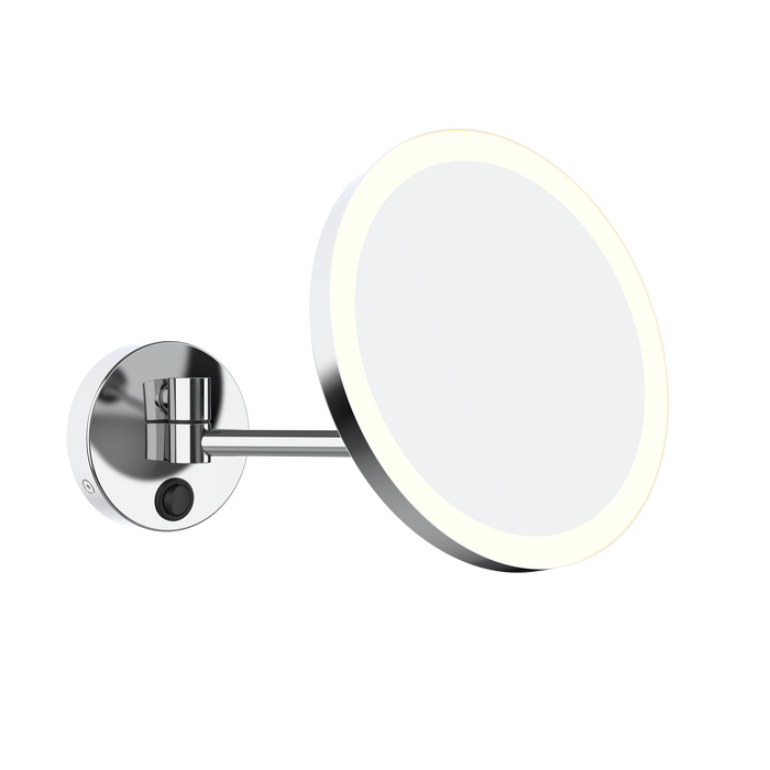 MY Wandspiegel am Doppel-Schwenkarm, 3-fach Vergrößerung für perfekte Präzision, Blendfreie LED-Beleuchtung, Rahmenloses, ultraflaches Design