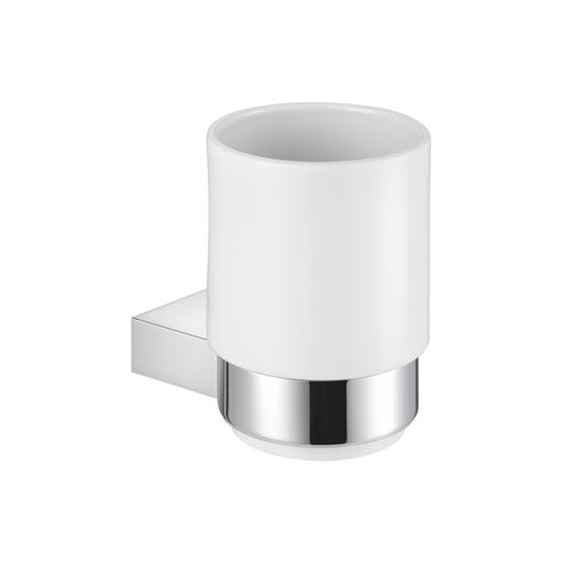 Architecto Becherhalter von ALISEO aus Keramik. Massive Messingkonstruktion. Sicheres Montagesystem. Verdeckte, separate Montageeinheit, keine sichtbaren Schrauben.