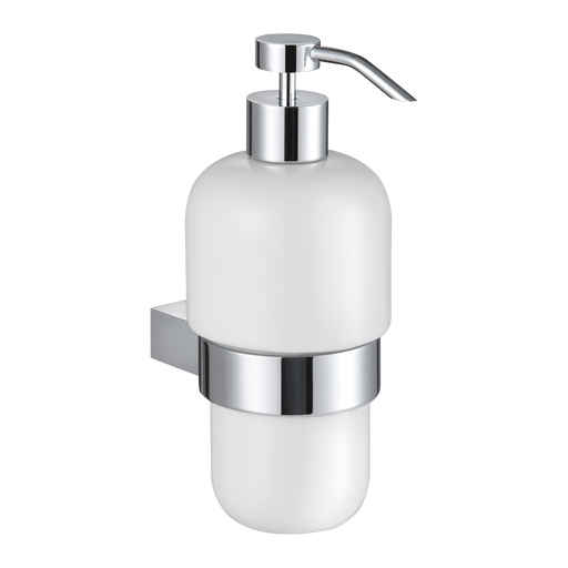 Architecto Seifenspender von ALISEO. Keramikseifenflasche, 300 ml Füllmenge. Massive Messingkonstruktion. Sicheres Montagesystem. Verdeckte, separate Montageeinheit, keine sichtbaren Schrauben.