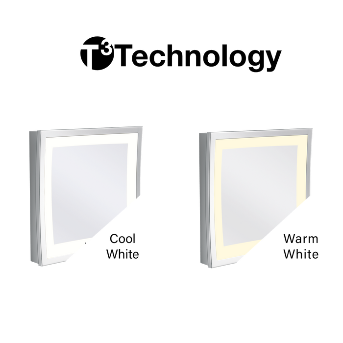 LED CUBIK T3 Wandspiegel am Schwenkarm, T3 Technologie für warm-weißes Tageslicht und kalt-weißem Nachtlicht, integrierter beleuchteter Touch-Schalter,