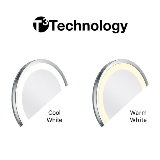 LED SATURN T3 Wandspiegel am Schwenkarm, Zwei Lichtfarben warm-weiß und kalt-weiß einstellbar, beleuchteter Tastschalter, Hochwertige Messingkonstruktion