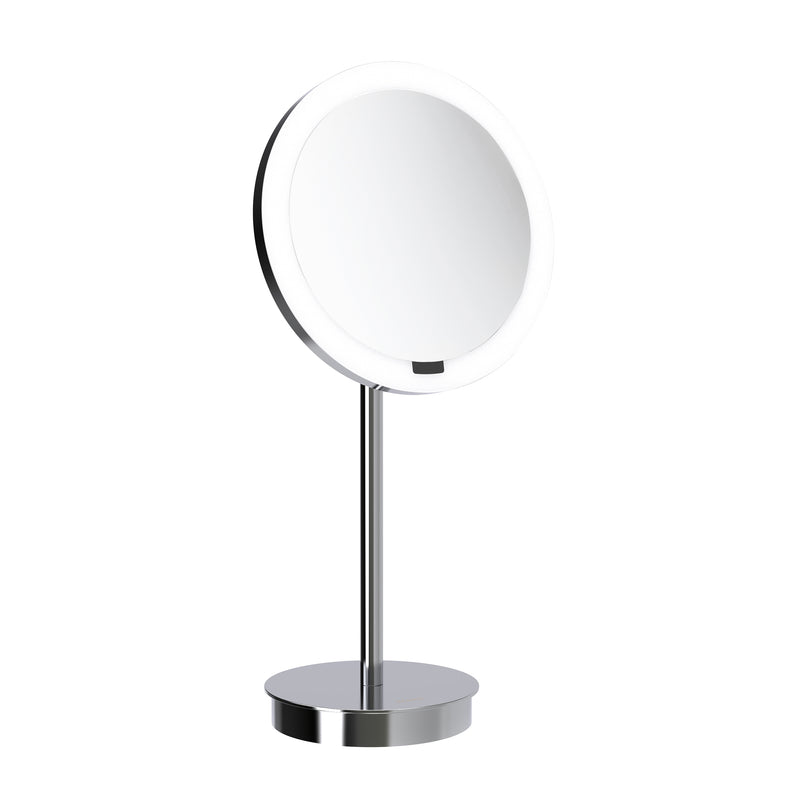 ALISEO LED Interface Kosmetikspiegel, Minimalistisches und Modernes Design, Rundes Spiegelglas mit integrierte Ambiente-Hintergrundbeleuchtung, integriertem Infrarotsensor schaltet das Licht automatisch ein