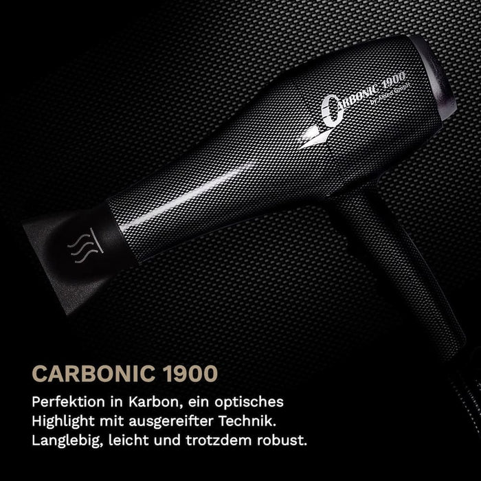Carbonic 1900 Haartrockner. Perfektion in Karbon, ein optisches Highlight mit ausgereifter Technik.