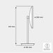 ALISEO LED Interface Kosmetikspiegel als Standmodell, Maßangaben von 410 mm Höhe und einem Spiegeldurchmesser von 220  mm